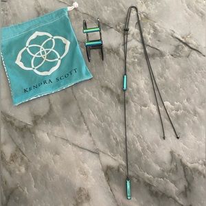 🖤💙RARE Stunning Kendra Scott Gunmetal Dichroic Y Bar Necklace & Gavin Cuff Set